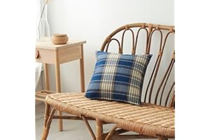 JinweiS 45 * 45cm Square Throw Pillow - 1 Piece Plaid Cushion, Decorative Cushion, Farmhouse Pillow, Linen Modern Farmhouse P