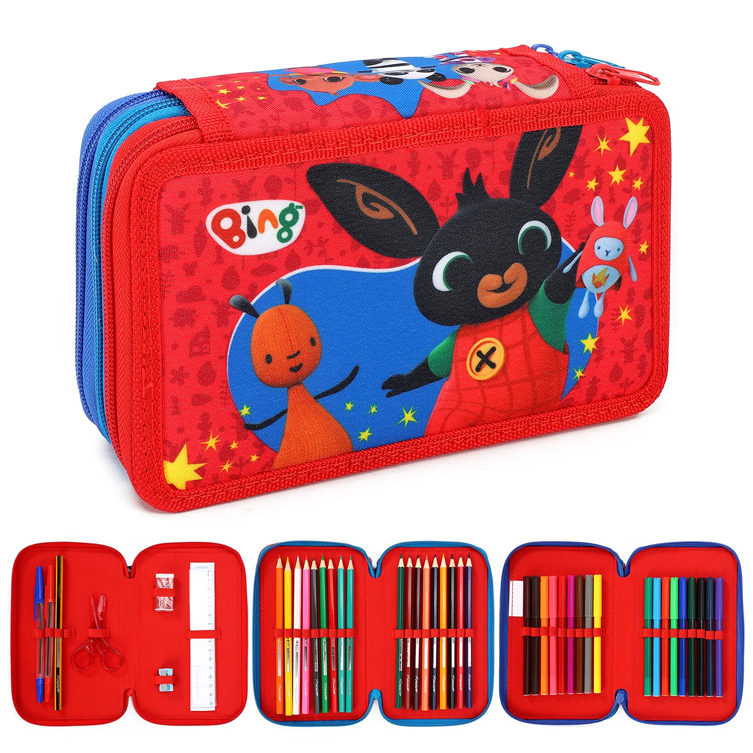 Bing 3 Tier Large Pencil Case Multi Compartment School Supplies Stationery Colouring Pens Pencils Sets