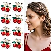 8 Pcs Mini Summer Fruit Hairs Claw Clips, Mini Cherry Hair Clips, Non-Slip Cherry Cute Hair Clip, Decorative Rhinestone Fairs Accessories for Women Girls