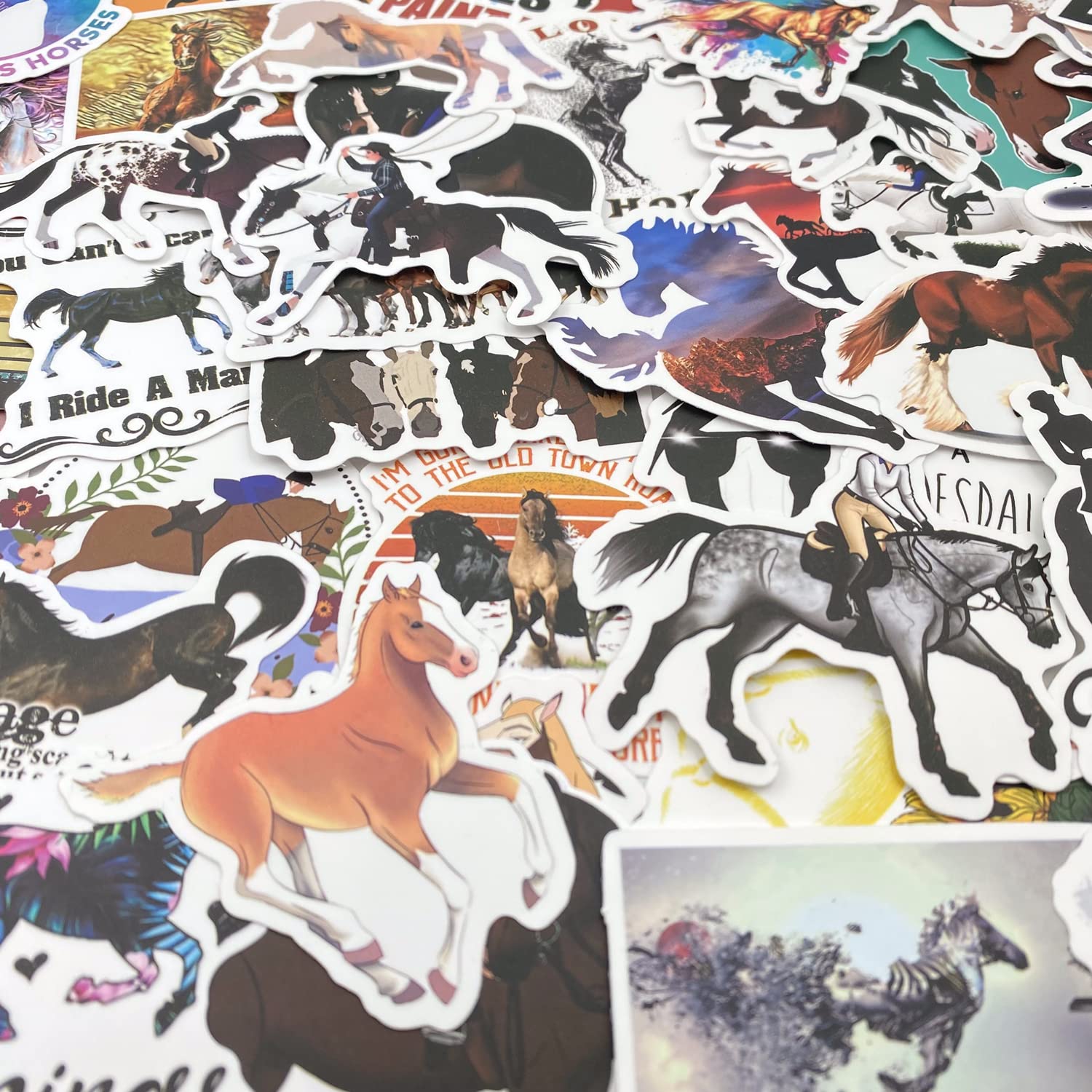 AOWDIAO 100 Pcs Horse Stickers Pack, Waterproof Vinyl Stickers for Water Bottle, Laptop, Horse Party Favors & Gifts for Girls, Women, and Kids