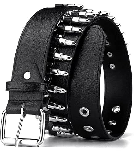Amazon.com: punkman2000 Red Genuine Leather Belt with Solid Metal