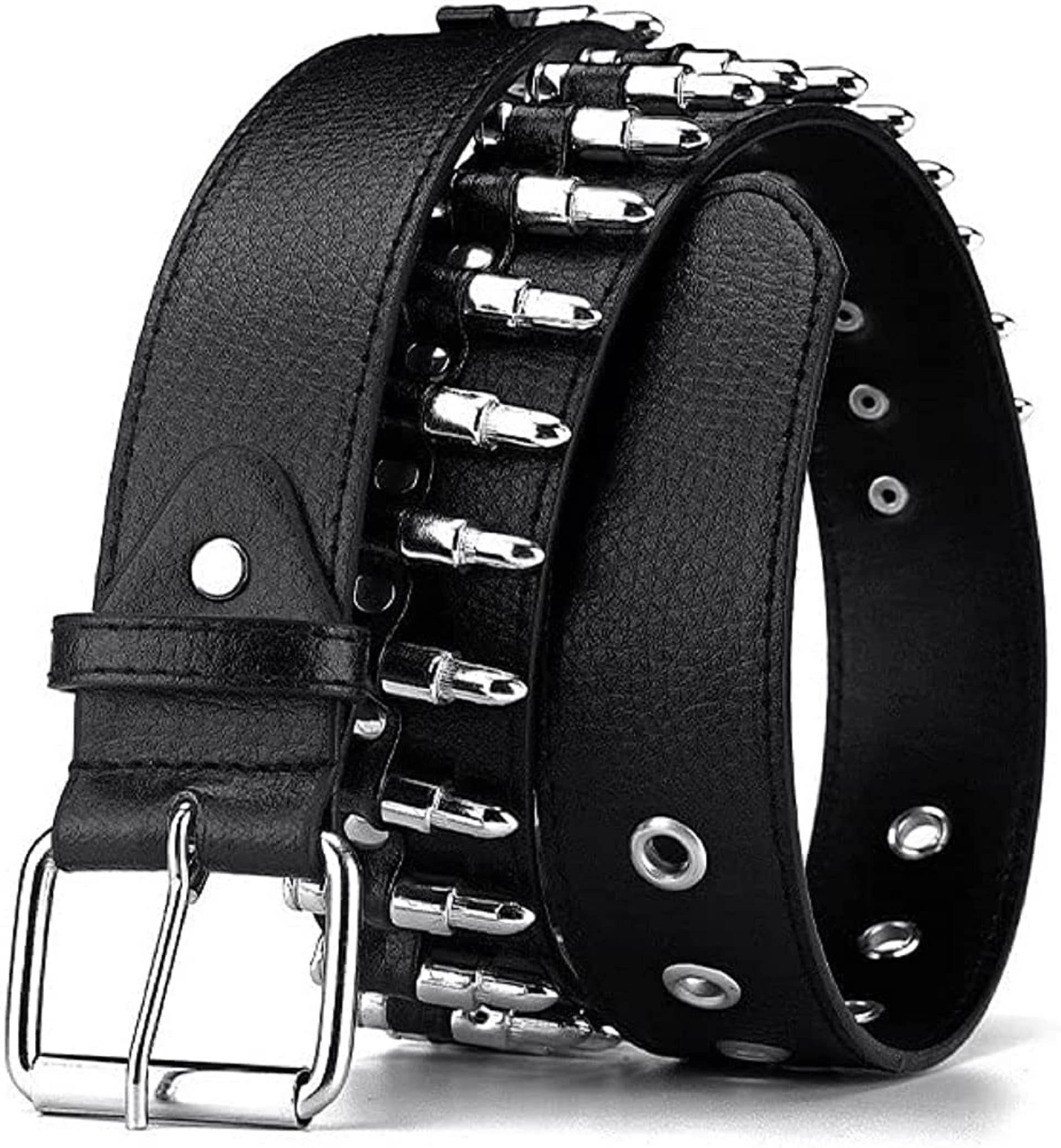 1.5 Inch Studded Leather Belt with Roller Buckle Adjustable 1.5 main image 2