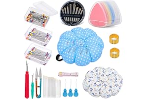 ZLULARY Sewing Pin Cushion Kit, Wrist Pin Cushions for Sewing, Needle Cushion with 150Pcs Sewing Pins, 50Pcs Sewing Needles, Seam Rippers, Scissors, and Tape Measure