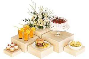 YFEEN Wooden Display Risers,6PCS Jewelry and Accessories Risers for Jewelry Figurine 5in to 10in For Buffet Party Rustic Wood Cake & Cupcake Stands& Decor (Natural, 5IN to 10IN)