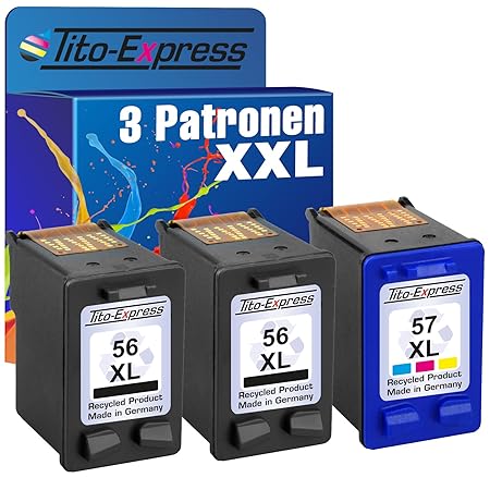 PlatinumSerie Set 3x Druckerpatrone für HP 56 XL HP 57 XL PSC 1315 1217 1219 1300 1310 1312 1315 1315S 1315V