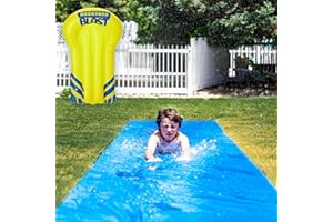 BACKYARD BLAST Giant Slip and Slide for Adults and Kids - Heavy Duty Large Slip n Slide Water Slide for Kids Backyard Outdoor Water Play Includes Inflatable Riders
