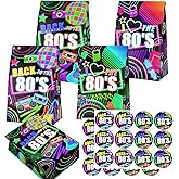 24 Pcs 80'S Goodie Bags with Stickers - 80'S Themed Birthday Party Favor Bags, Perfect for 80'S Party Supplies and Treat Bags