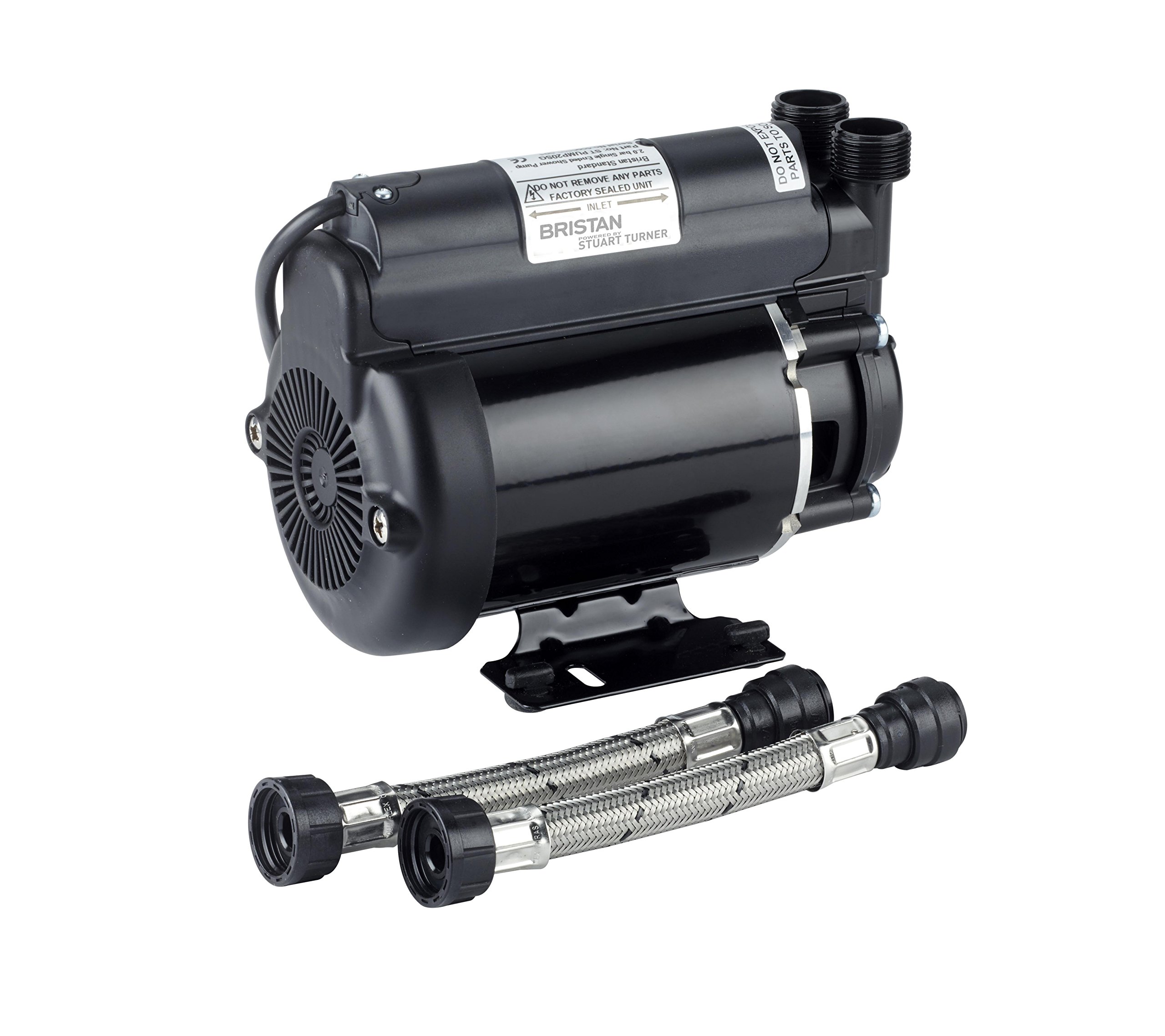 Bristan 2 Bar Single Ended Shower Pump, Improves Shower Pressure and Easy to Install, Water Booster and DIY Fixing Kit with Instructions, 230 Volt - ST PUMP20SG