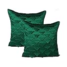 The White Petals Set of 2 Emerald Green Accent Pillow Covers, Origami Style, Textured (Solid Emerald Green, 20x20 inches)