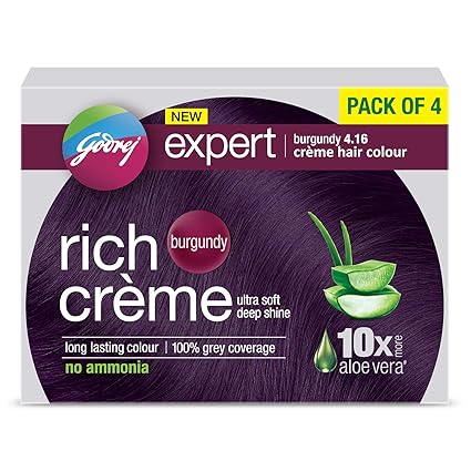 Godrej Expert Rich Creme Hair Colour Shade 4.16 BURGUNDY, Pack of 4