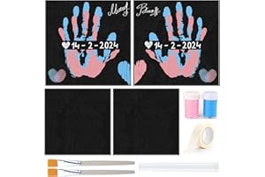 QUANWAISJ 2 Pack 10''x10'' Handprint Frame kit, Couples Painting kit Date Night, Black Canvas Hand Painting, Paint and sip kit for Adults, Canvas Hand DIY Paint Party Favors