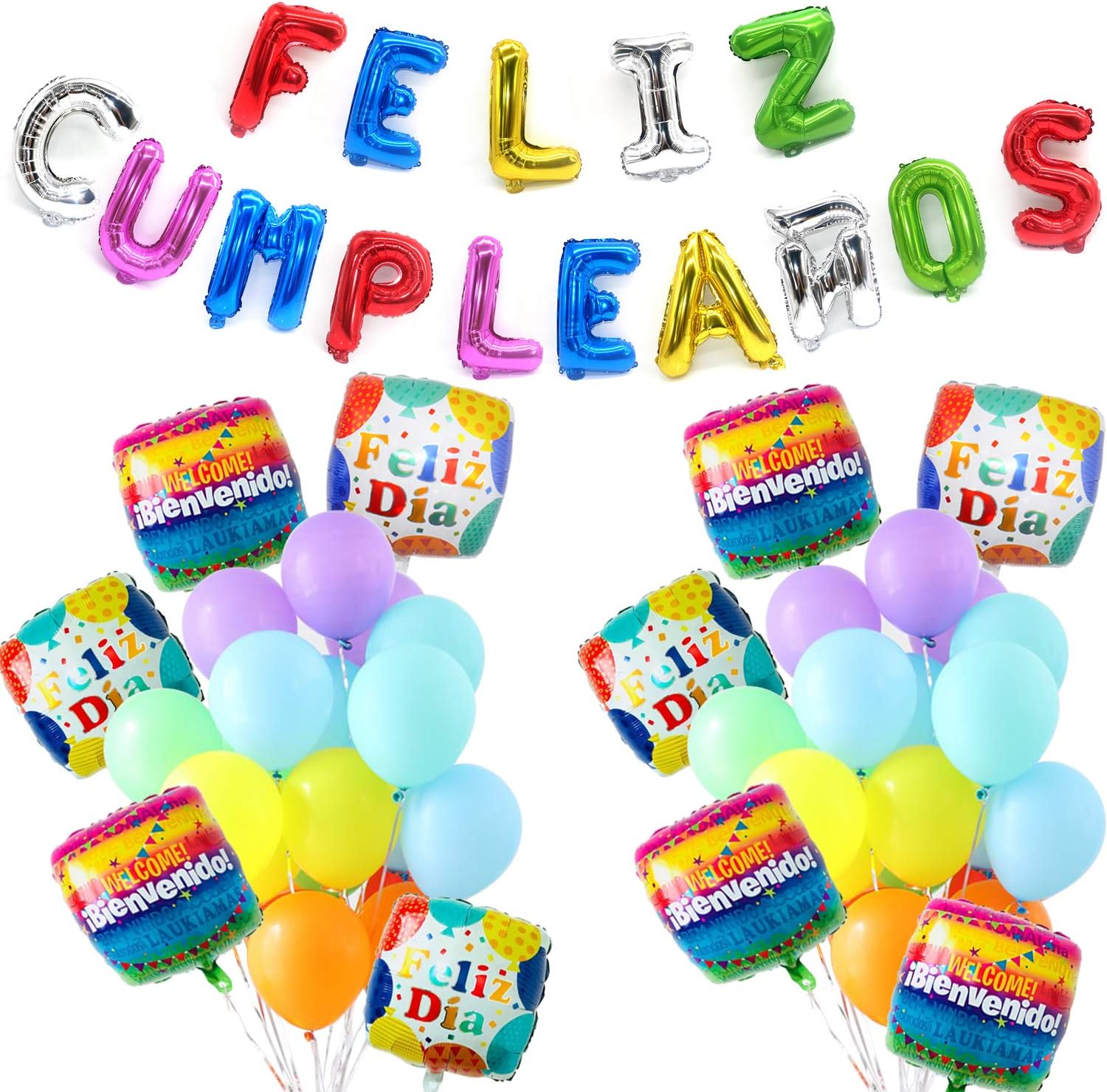 PuTwo-Party Balloon - Spanish Happy Birthday Theme Balloon Set of 41