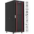 Sysracks 32U 32-Inch Deep Server Rack Cabinet It Enclosure Server Cabinet with Accessories - LCD Screen - Thermostat - PDU - Casters - 4 Fans – Shelf