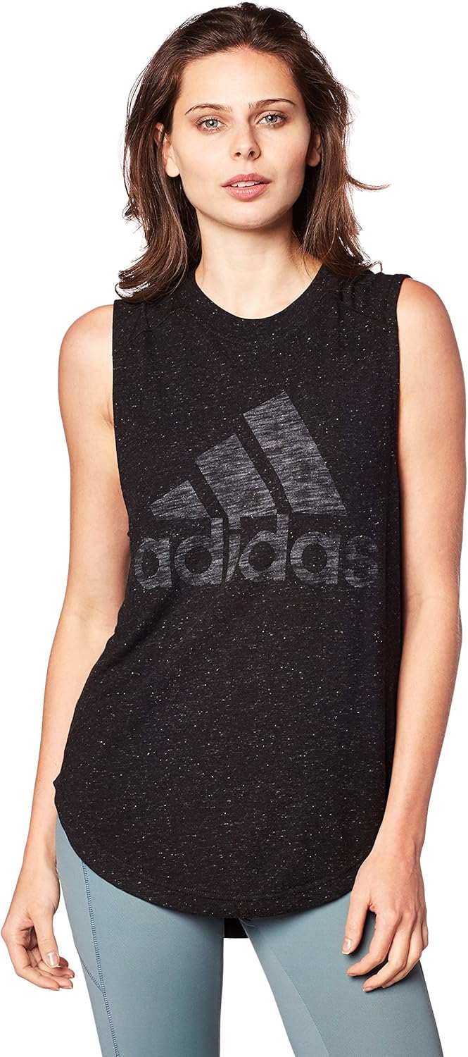 adidas Women's Athletics Graphic Drop Hem Muscle tee: Clothing