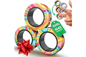 BUNMO Magnetic Rings Stocking Stuffers for Teens - Fidget Toys Adults - Stocking Stuffers for Boys - Magnetic Fidget Rings - Improved Stronger Magnets - Great Teen Gift - Multicolor