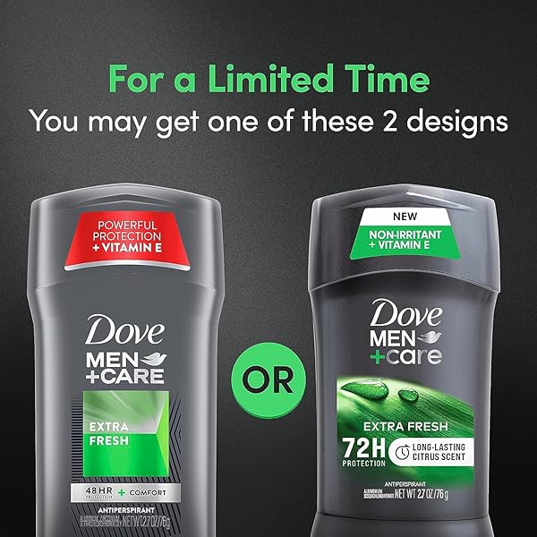 DOVE MEN+CARE EXTRA FRESH MEN’S ANTIPERSPIRANT DEODORANT STICK EXTRA FRESH WITH 72-HOUR SWEAT & ODOR PROTECTION WITH 1/4 MOISTURIZING CREAM & LONG-LASTING CITRUS SCENT 2.7 OZ