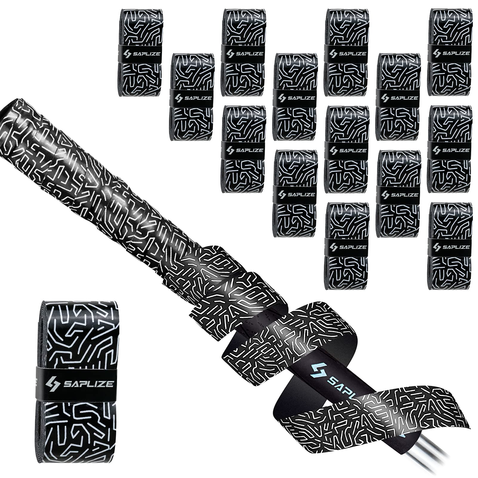 SAPLIZE Golf Grip Wrapping Tapes, 15-Pack Tacky PU Overgrip Tapes, New Regripping Solution for Golf Club Grips, Black