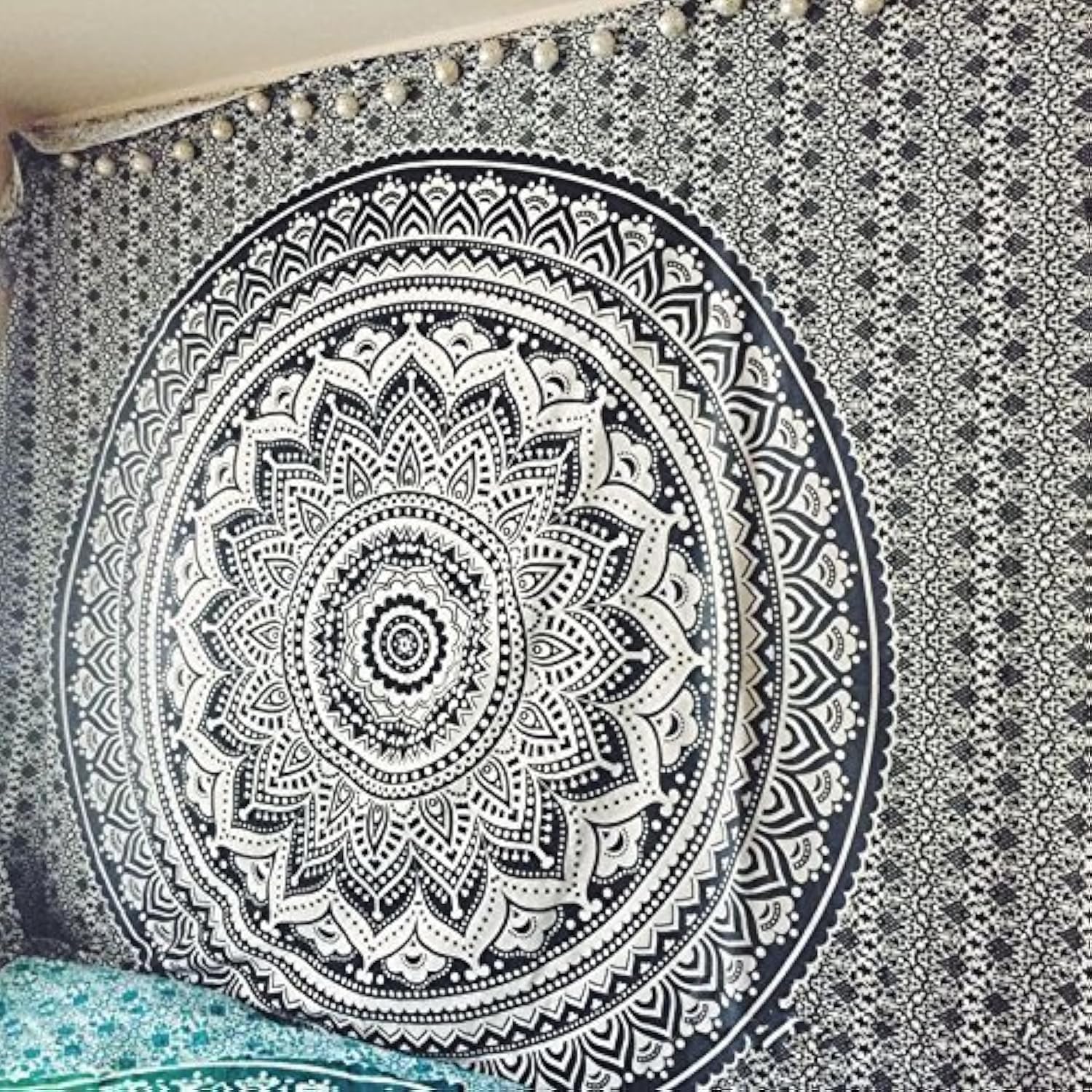 Popular Handicrafts Tapestry Wall Hanging Hippie Ombre Mandala Bohemian Hippy Psychedelic Design Indian Tapestries Bedspread 84 x 90 Inches (215cm x 230cm) Red Yellow
