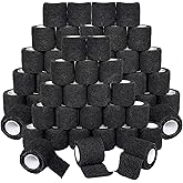 48 Rolls Self Adhesive Bandage Wrap, Vet Wrap 2 Inch for Horses Dogs Wounds Care, Self Sticking Elastic Bandage Wrap Tape for Wrist, Ankle, Sports, Tatto (Black)