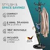 CASARIA Elegant Curved Coat Rack with Black Marble Base 14 Rotatable Hangers view 2
