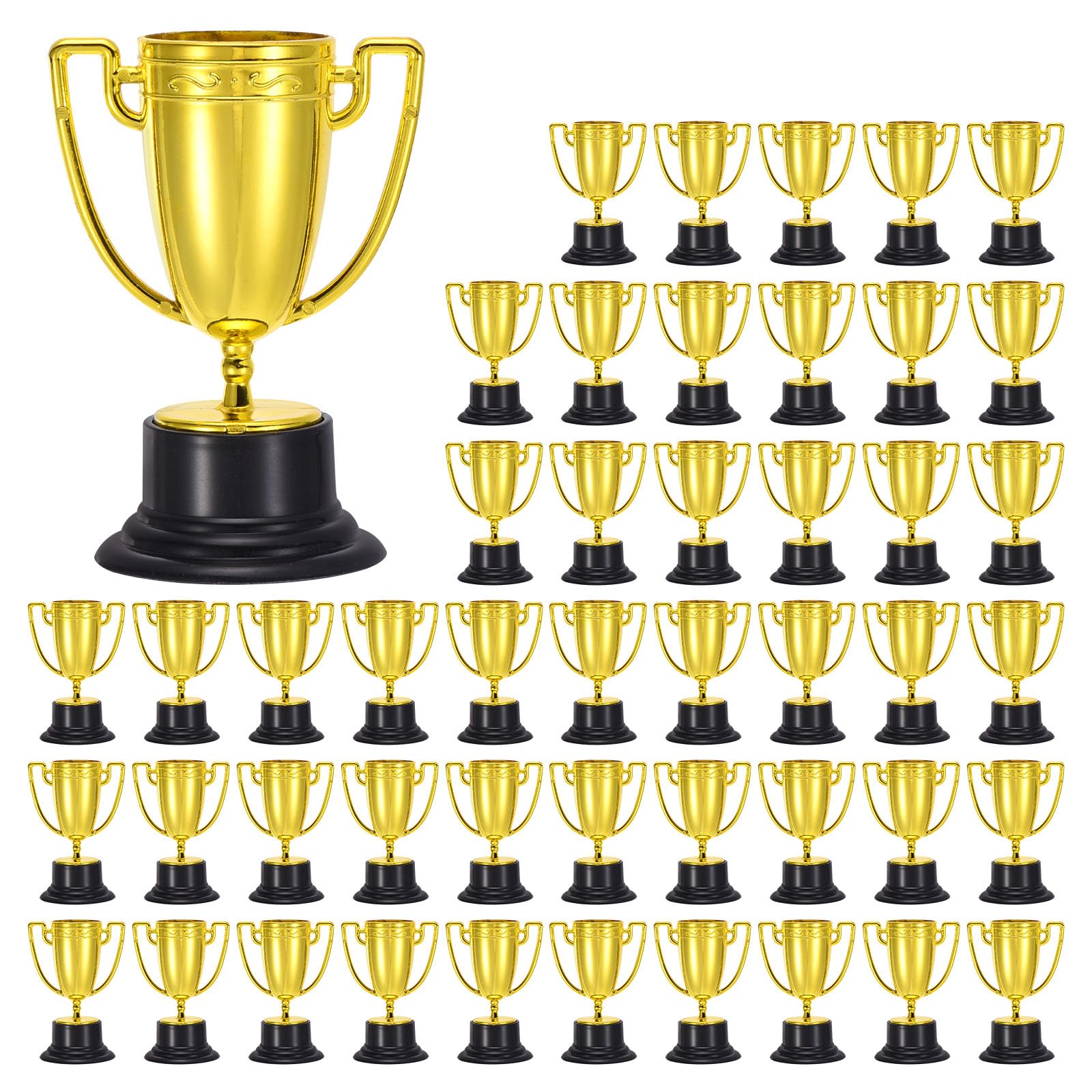 PATIKIL 48 Pack Mini Gold Trophies Award Plastic 3.3 Inch Small Trophy Cups First Place Winner Award Trophies Prize for Sports Soccer Football Tournament Competitions Party Favors