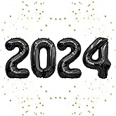 2024 Balloons, 40 Inch Giant Foil Number Balloons, Black 2024 Balloon Numbers, 2024 New Years Eve Party Supplies, Graduation New Years Decorations 2024 for Party