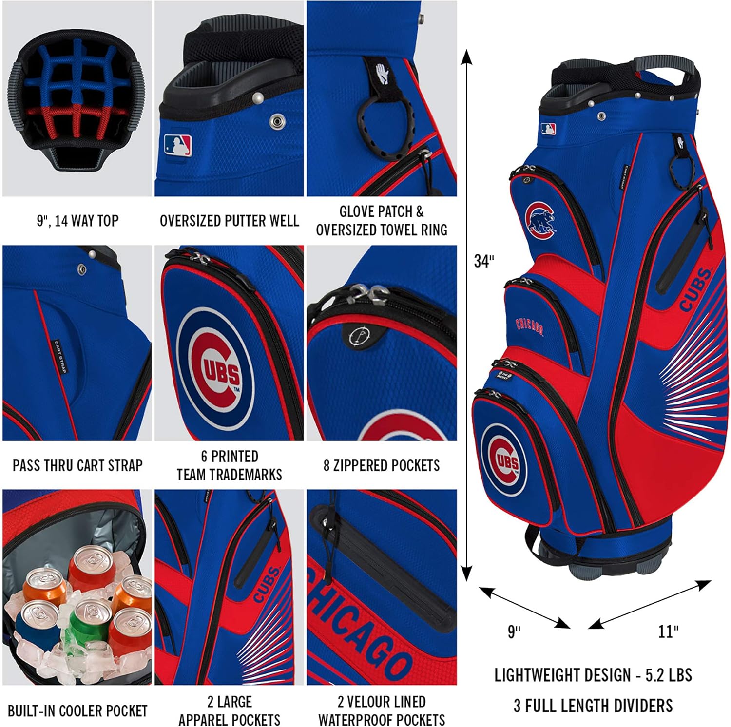 Team Effort Oakland Athletics Oakland Athletics The Bucket II Cooler Cart Bag: Sports & Outdoors