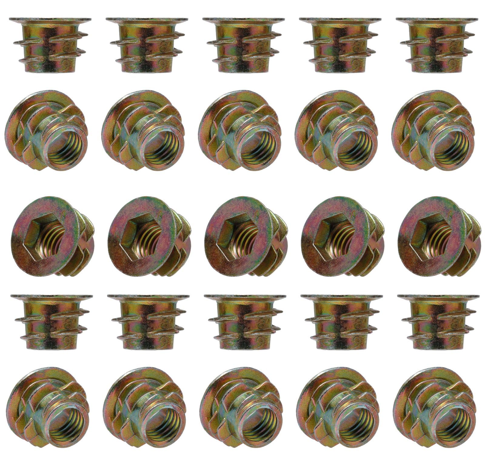 YoiYee M6 x 9mm Wood Insert Hex Socket Nuts - Threaded Flanged Hex Socket Nut Insert for Wood Furniture, DIY Projects - 25 Pack — image 1