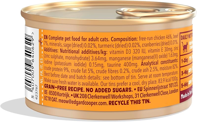 cibo umido per gatti, (Pollo Fresco, 85g x 18), carne in salsa, sterilizzati o attivo, carne fresca e ingredienti naturali, senza cereali, senza zuccheri aggiunti