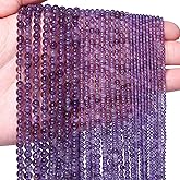 Songxi 120pcs 3mm Amethyst Natural Round Stone Beads for Jewelry Making, Smooth Loose Small Gemstone Beads for Bracelets Necklace, Chakra Stones with Energy Power