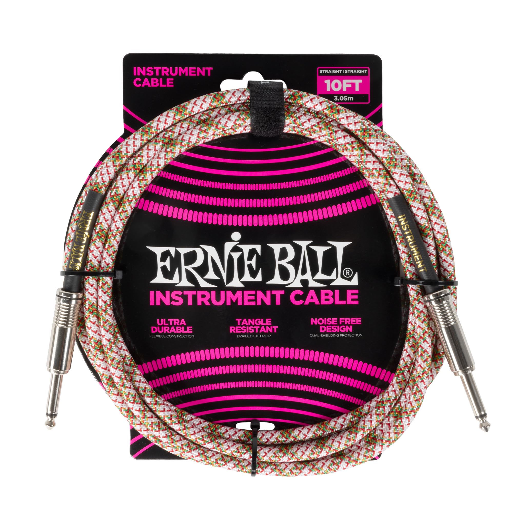 Ernie Ball Braided Instrument Cable Straight/Straight 10ft - Emerald Argyle — image 1