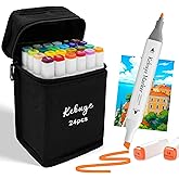 Alcohol Based Art Markers Set 24 Color - Professional Double Sided Marcadores for Artist, Best Blendable Coloring Marker Pens for Adult - Coloring Books No Bleeding Illustration Drawing for Kids Gifts