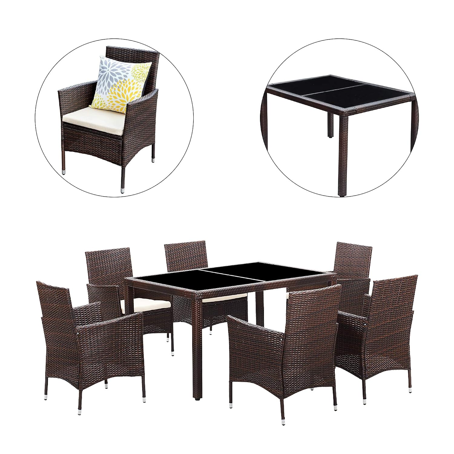 Solaste 5pcs Outdoor Furniture All Weather Patio Porch Dining Table And Chairs Brown Wicker With Washable Cushions Garden Outdoor Dprd Tasikmalayakab Go Id