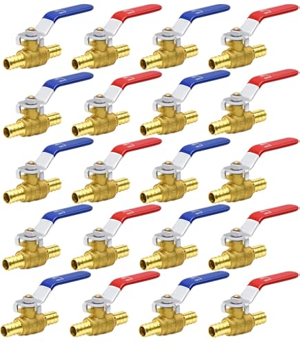 PEX-A Ball Valve Pack Of 5) EFIELD 1/2 Inch Push-Fit Full Port Brass Ball Valve With Expansion PEX Valve