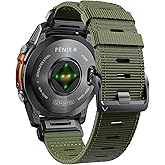 CUZOW Compatible with Garmin Fenix 6 Watch Band for Fenix 8 47mm/8 Pro 47mm/Fenix 7/Fenix 6 Pro/5/5 plus, 22mm Quickfit Nylon Sport Watch Strap for Forerunner 945/965/935/Epix gen 2/Instinct, Green