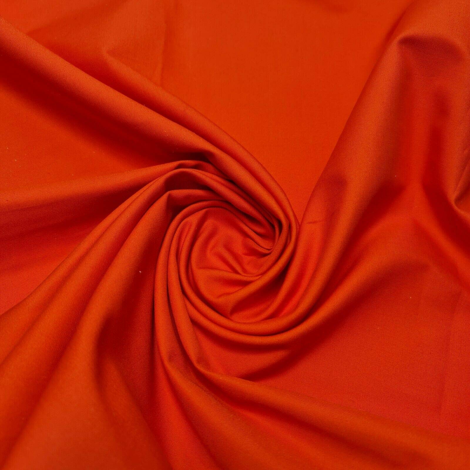 Textile Station 100% Cotton Fabric Sheeting Plain Solid Colours Dress Craft Material 58" Wide Available in 12 Colours (Tangerine)