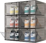 HOMIDEC 6 Pcs Shoe Boxes Clear Plastic Stackable with Lids 34.5x27x19 cm view 1