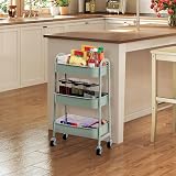 DoeWorks Storage Trolley on Wheels 3-Tier Teal Metal Cart 70cm 15kg per tier view 2