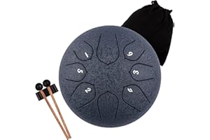 LOMUTY Rain Drum for Outside Garden - Steel Tongue Drum 6 Inch 8 Notes Outdoor Meditation Instrument with Waterproof Bag, Mallets, Finger Picks(Navy)