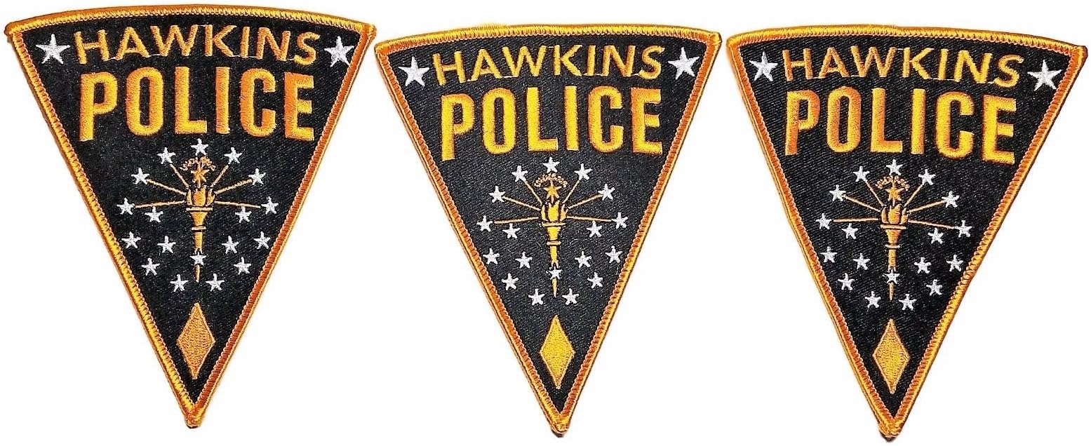 Stranger Things TV Series Hawkins Police Logo 5" Tall Embroidered Set of 3 PATHCES