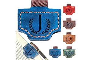 AYTHSRIC Personalized Bygone Mark Bookmark with Pen Holder, Leather Magnetic Bookmark 26 Letters Name Initial Bookmarks for Readers, Book Lover Gifts for Women Men Notebook Accessories (Blue, J)