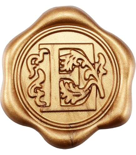 SWANGSA 50 Pack Letter F Wax Seal Stickers, Antique Gold
