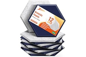ZHERMAO 12 Pack Acoustic Panels High Density 14"X13"X 0.4" Hexagon Sound Proof Foam Panels for Walls Soundproof Wall Panels Beveled Edge Acoustic Panels Sound Absorbing for Studio, Home and Office, Grey Blue