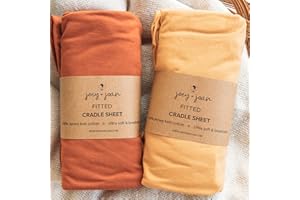 Cradle Sheets Fitted 18 x 36 Inch – Snuggly Soft 100% Jersey Cotton – Mustard Yellow + Burnt Orange – 2 Pack
