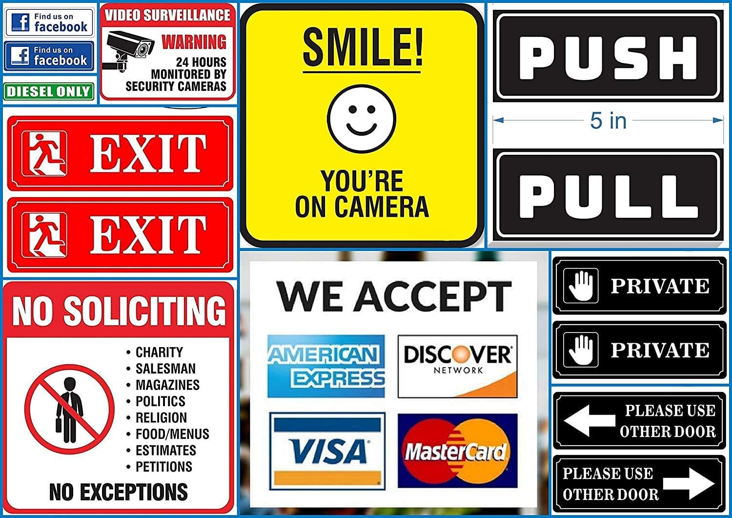 eSplanade FIND US ON Facebook Sign Sticker Decal - Easy to Mount Weather Resistant Long Lasting Ink Size (9" x 3") - Image 4