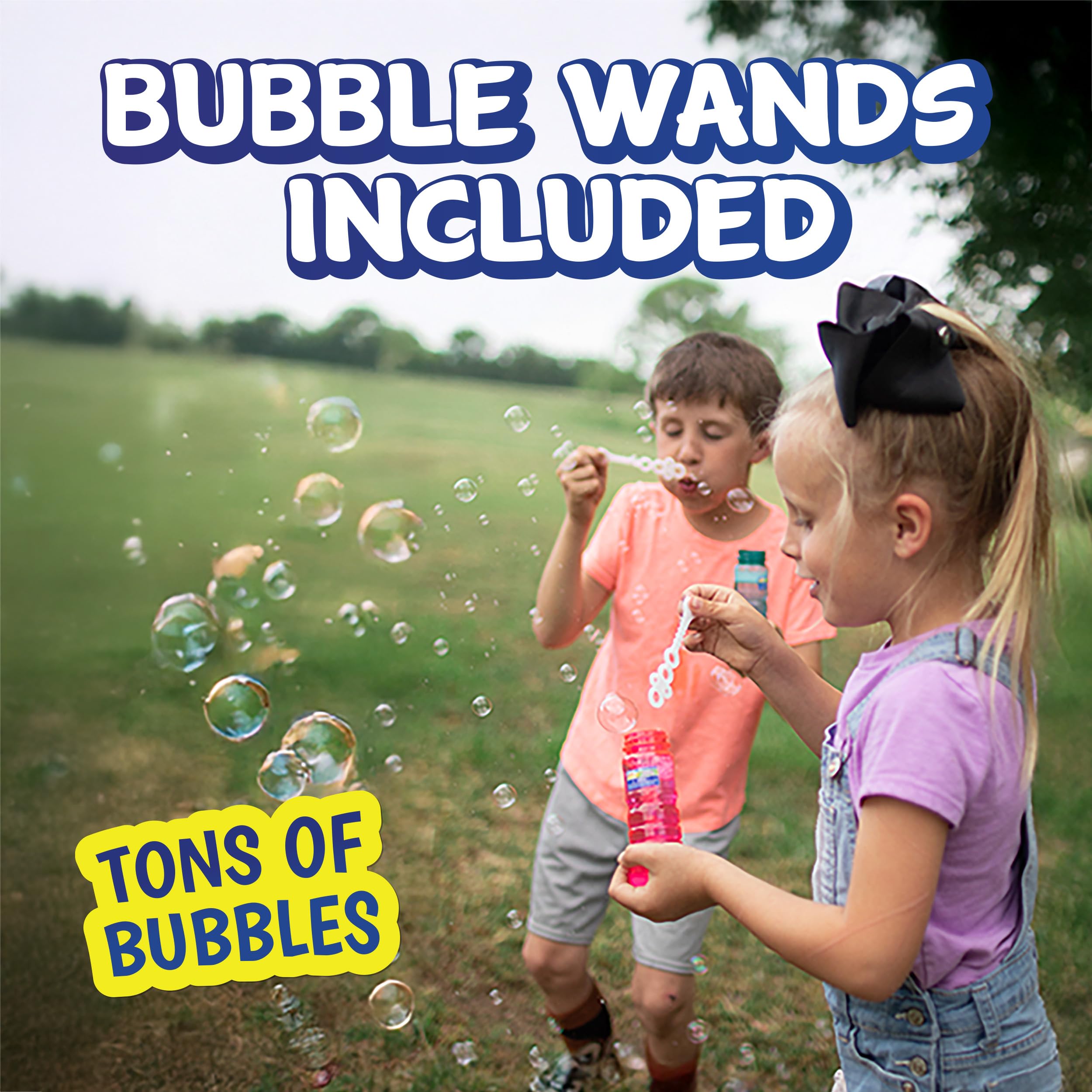 Sunny Days Entertainment 6 Pack Bubble Solution – 4oz Bubble Blower Bottles with 6-Hole Wand | Bottle of Bubble Solution for Kids | Birthday Party Favor Toy - Maxx Bubbles