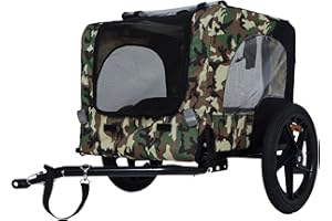 BREEVIA Universal Dog Bike Trailer Cargo, Pet Carrier with Quick Release Wheels for Small Medium Dogs 66lb, Foldable Bike Wagon with Internal Leash, Lightweight Bicycle Cart for Camping, Jogging