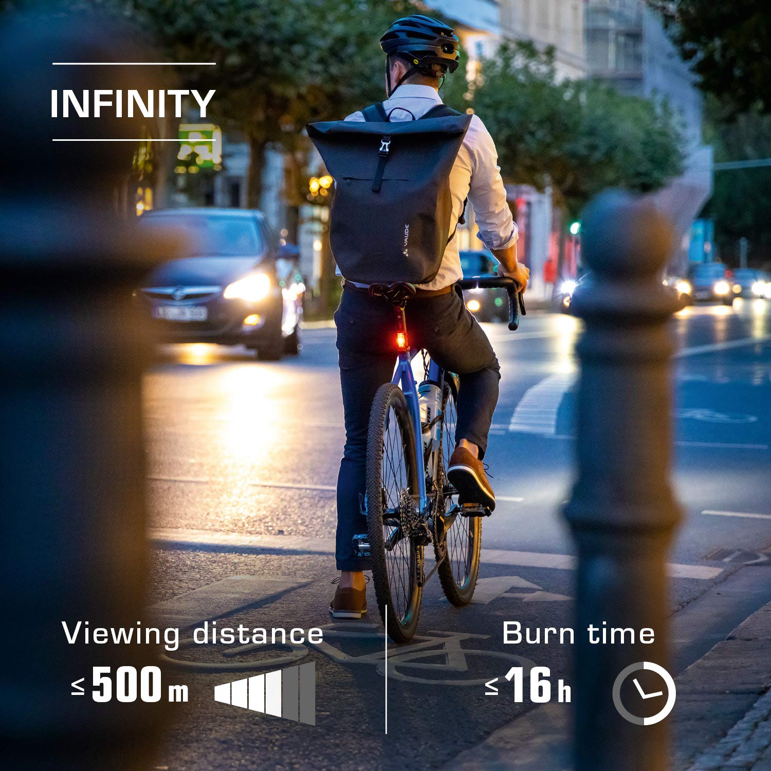 Sigma LED Fahrradlicht Set Aura 60 und Infinity | StVZO zugelassenes, akkubetriebenes Vorderlicht und Rücklicht | spritzwassergeschütztes Fahrradbeleuchtungsset 6