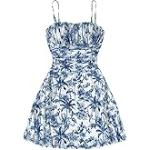 Milumia Women's Floral Cami Dress Ruched Sleeveless Spaghetti Straps Short Dresses