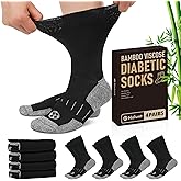 NOLUNT Diabetic Socks for Men,4 Pairs Non Binding Loose Wide Top Crew Socks for Men Size 9-11/10-13/13-15.